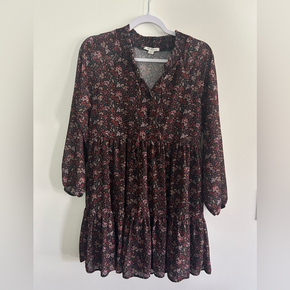 American Eagle Outfitters Black and Pink Floral Dress - Picture 2 of 6